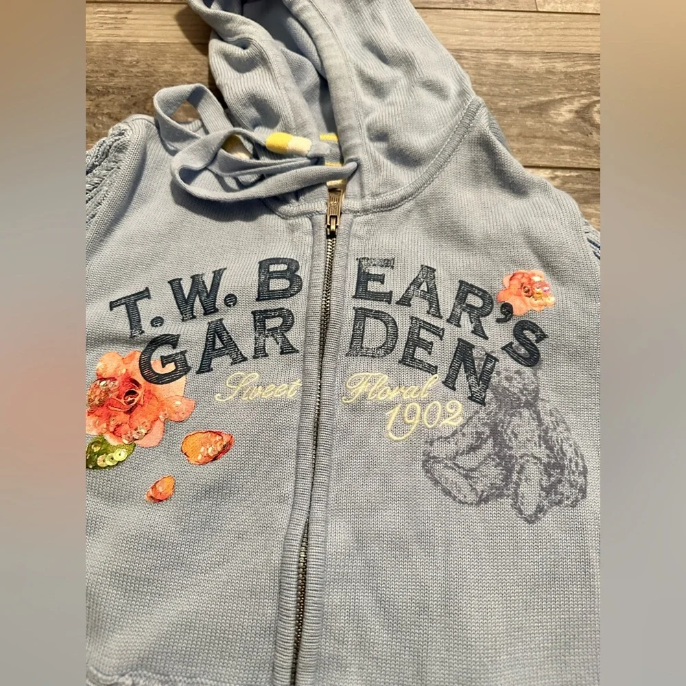 Teenie Weenie Bear Garden Sweet Floral 1902‎ Knitted Blue Sweater Cotton Size M